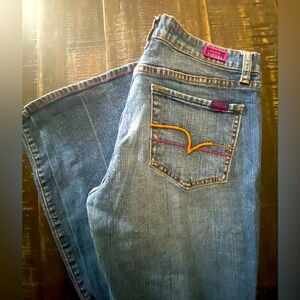 MISS VIGOSS Size 30 jeans ! Multi color stitching Boot cut